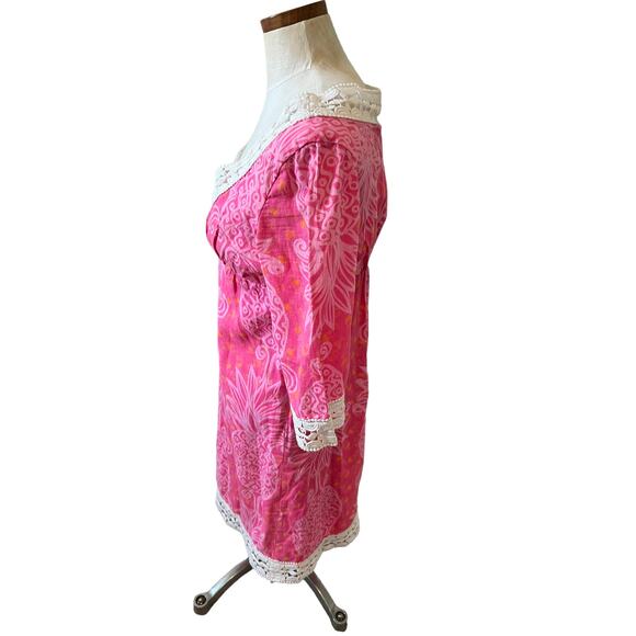 Lilly Pulitzer Pink Pineapple Elbow Length Linen Dress 2 - Picture 3 of 7